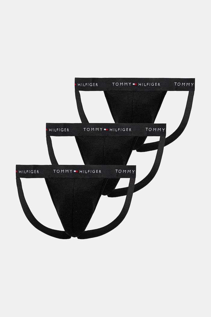 Εσώρουχο jockstrap Tommy Hilfiger 3-pack πλεκτό ύφασμα μαύρο UM0UM03384