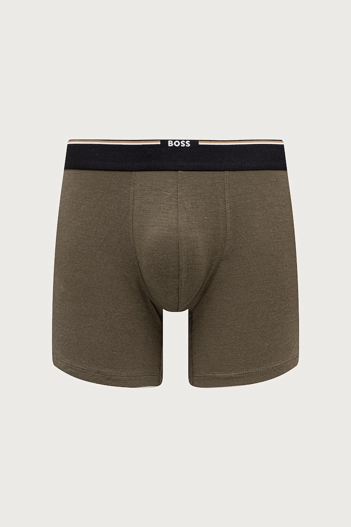 BOSS Bokserki dopasowane męskie z wiskozą BoxerBr 3P Bamboo 3-pack 50534503 czarny SS26