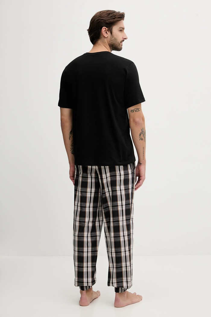 BOSS piżama Easy Long Set TShirt 50535875 czarny AW25