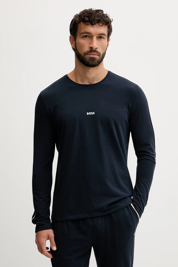 Homewear majica dugih rukava BOSS Unique LS-Shirt Planet friendly mornarsko plava 50550484