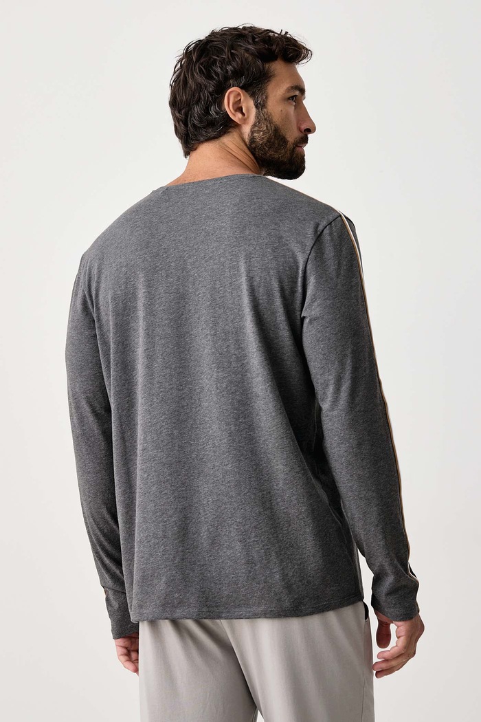 Odjeća BOSS Homewear majica dugih rukava muška od pamuka s elastanom Unique LS-Shirt 50550484 siva