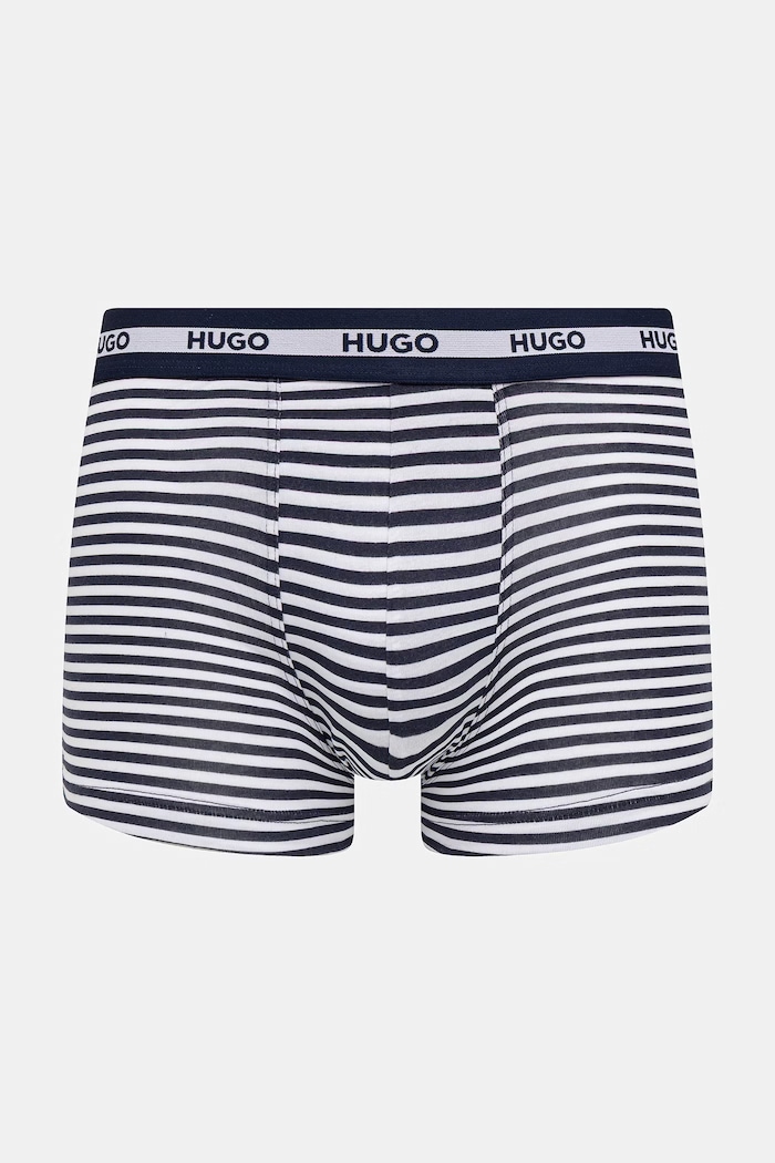 HUGO boxeri bărbați cu bumbac TRUNK TR PLANET DES pachet de 3 albastru 50545668