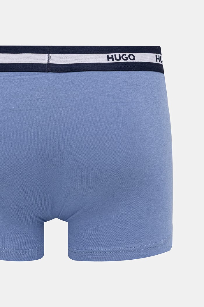 HUGO boxeri bărbați cu bumbac TRUNK TR PLANET DES pachet de 3 50545668 albastru