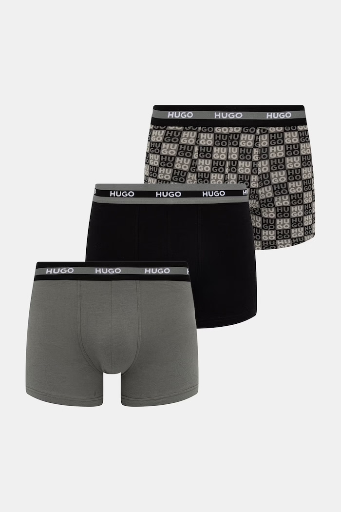 HUGO boxerky pánske s bavlnou TRUNK TR PLANET DES 3-pak zelená 50545668