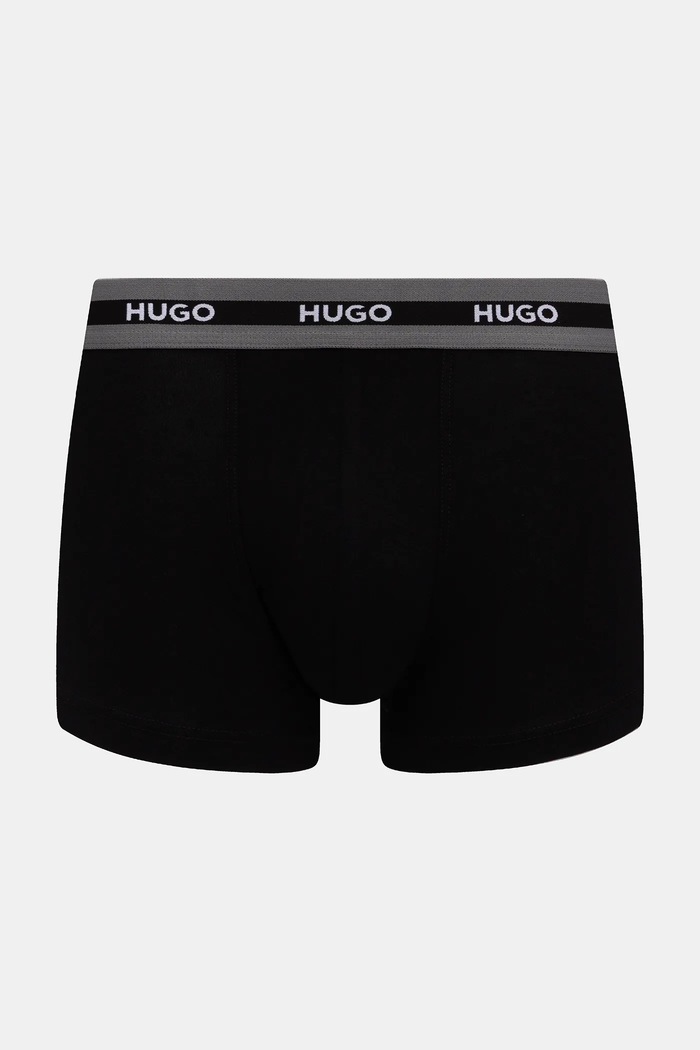 HUGO boxeri bărbați cu bumbac TRUNK TR PLANET DES pachet de 3 negru 50545668