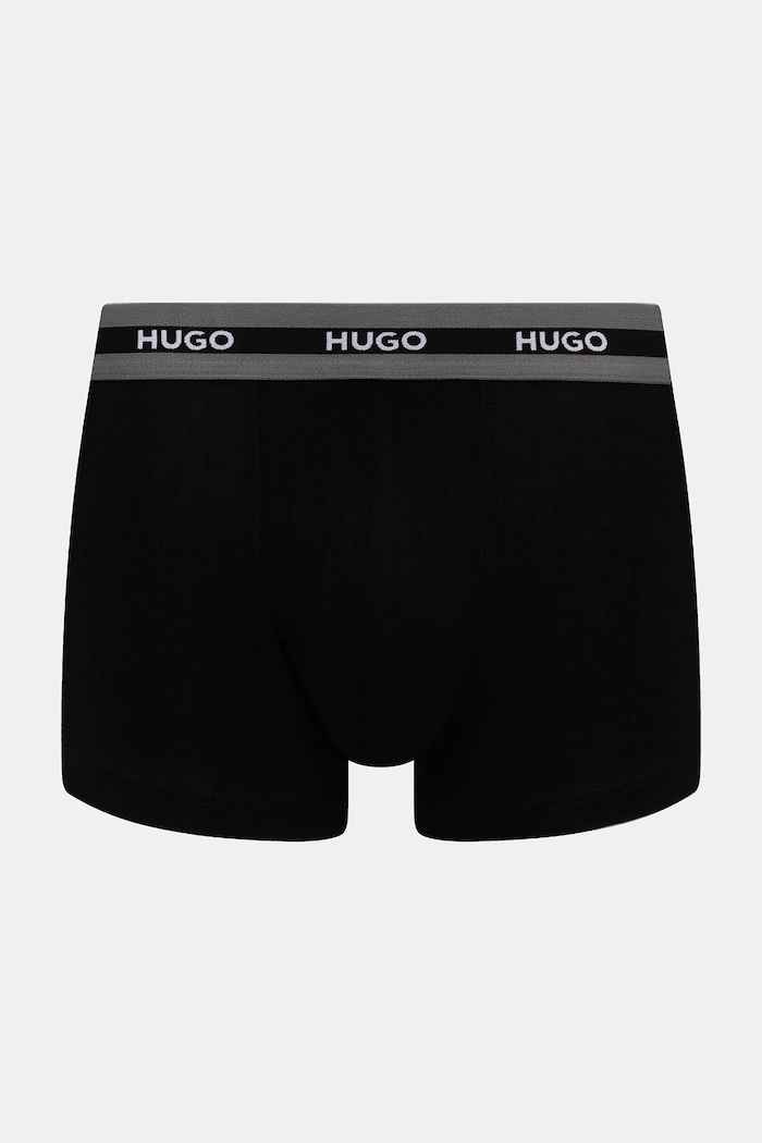 HUGO boxeri bărbați cu bumbac TRUNK TR PLANET DES pachet de 3 negru 50545668