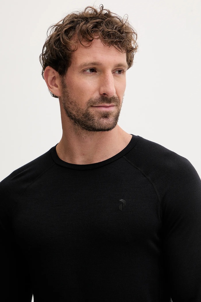 Peak Performance tricou funcțional cu mânecă lungă din lână Magic negru G80935