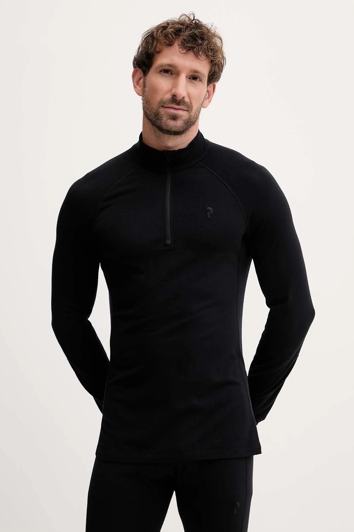Peak Performance tricou funcțional cu mânecă lungă din lână Magic outdoor negru G80934