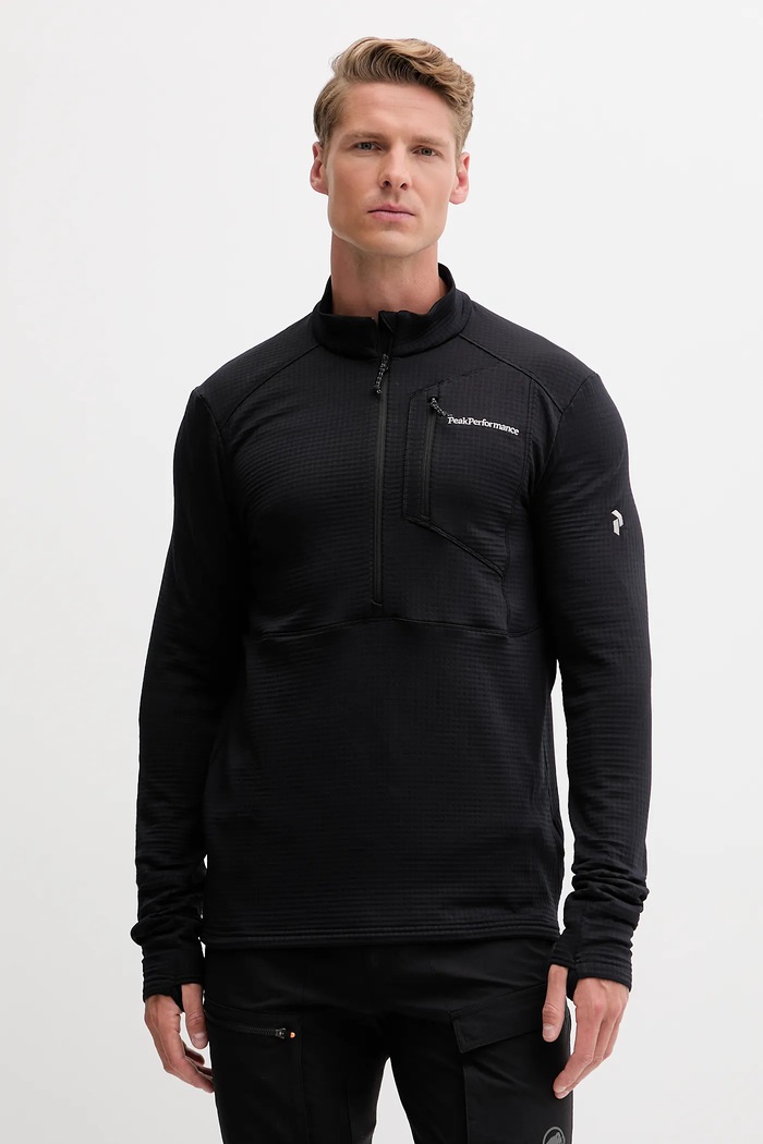 Sportovní mikina Peak Performance Trail bez kapuce černá G79813
