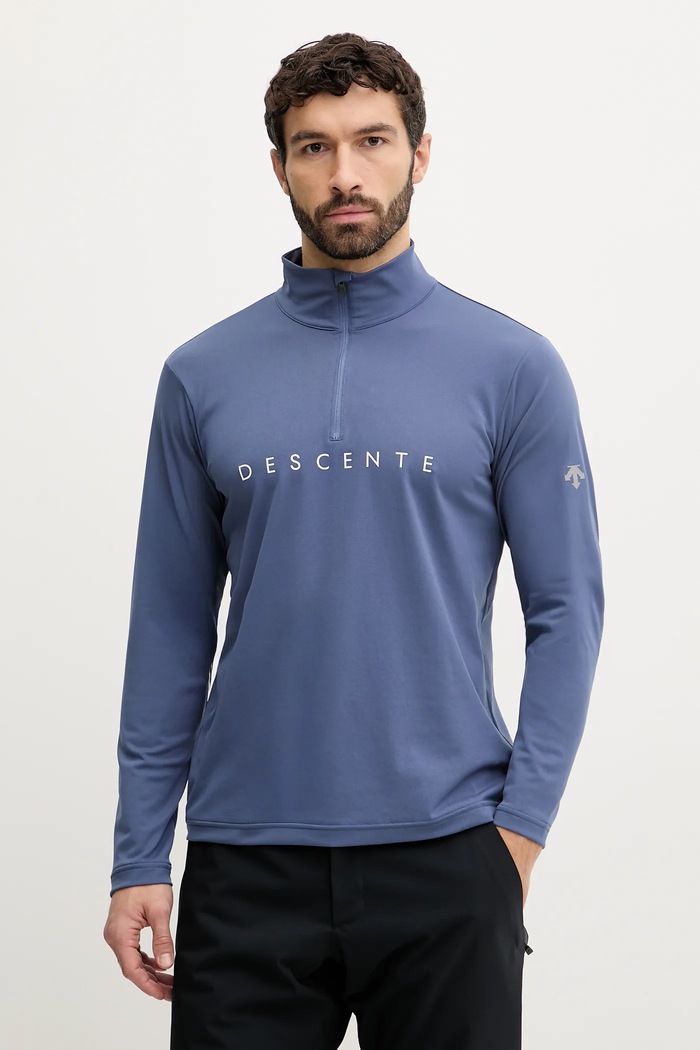 Функционална блуза с дълги ръкави Descente CHEST LOGO T-NECK зимни спортове син DW5FLT01MU