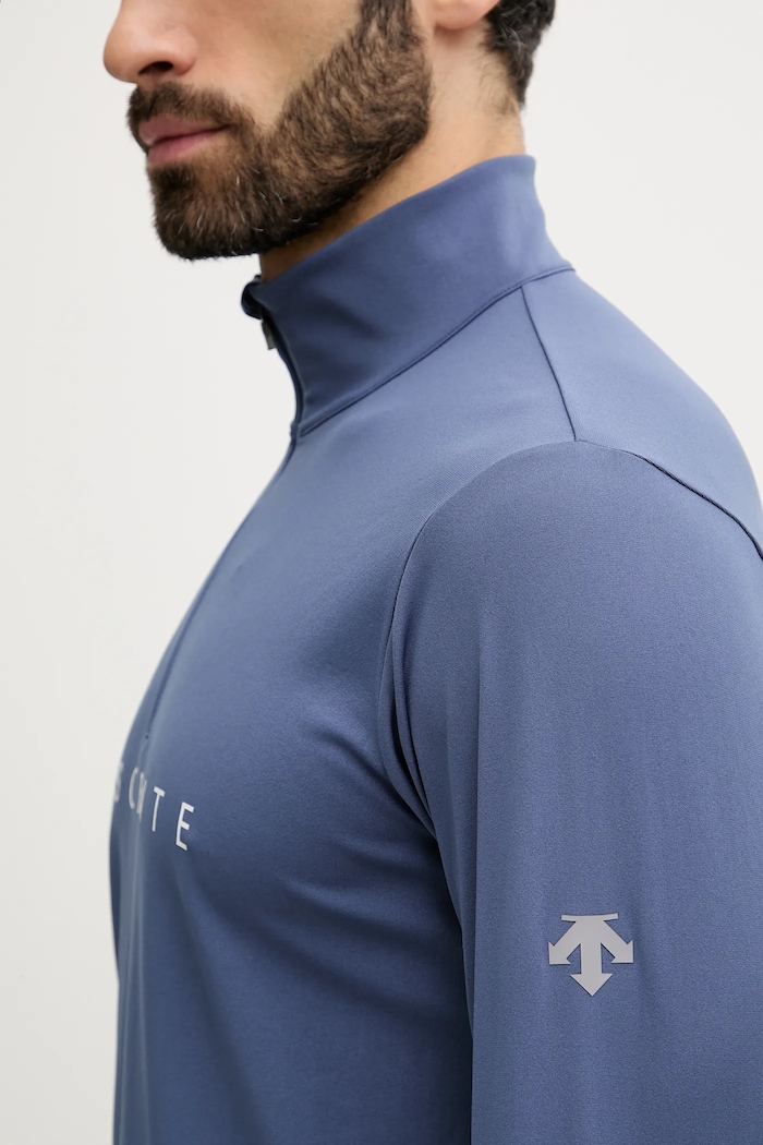 Функционална блуза с дълги ръкави Descente CHEST LOGO T-NECK DW5FLT01MU син
