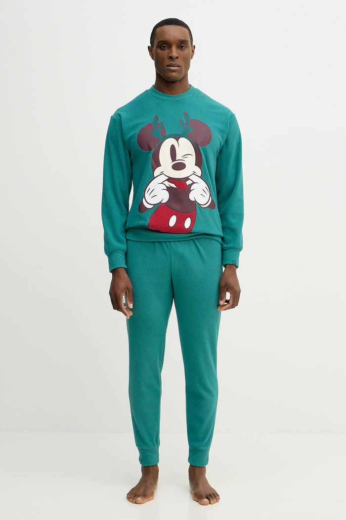Pyžamo United Colors of Benetton pletenina tyrkysová 3I474P032