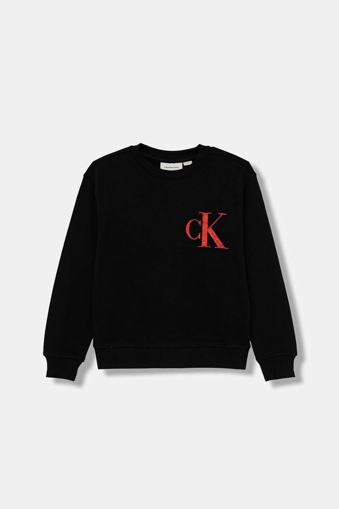 Calvin Klein Jeans hanorac de bumbac pentru copii IB0IB02526.9BYA negru AW25