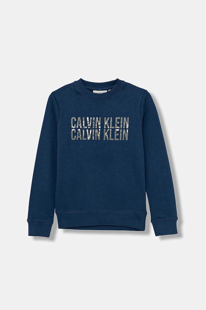 Calvin Klein Jeans hanorac de bumbac pentru copii IB0IB02527.9BYA albastru AW25