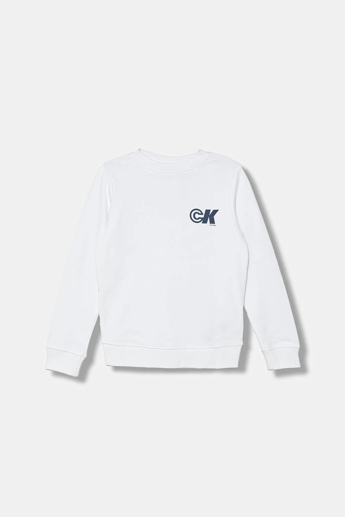 Detská bavlnená mikina Calvin Klein Jeans IB0IB02545.128.170.9BYA biela AW25