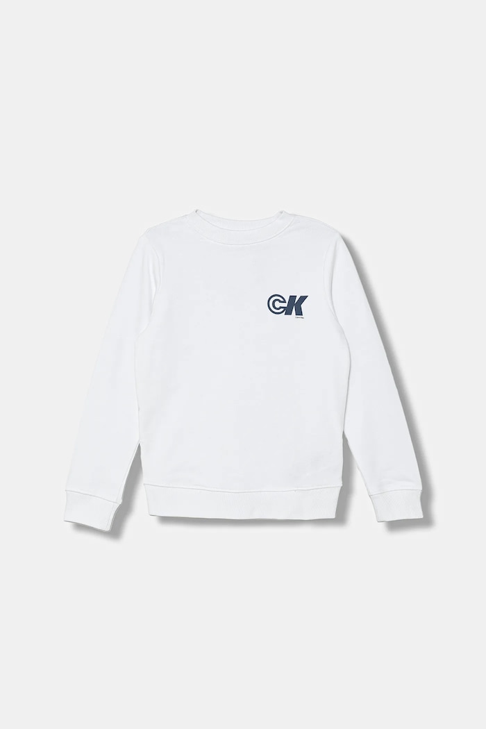 Detská bavlnená mikina Calvin Klein Jeans IB0IB02545.128.170.9BYA biela AW25