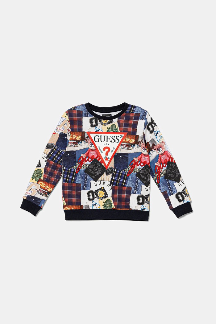 Guess Bluza bawełniana dziecięca granatowy N5YQ00.KA6R4.9BYA