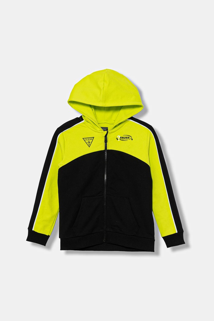Guess bluza bawełniana dziecięca z kapturem czarny N5YQ02.KA6R4.9BYA