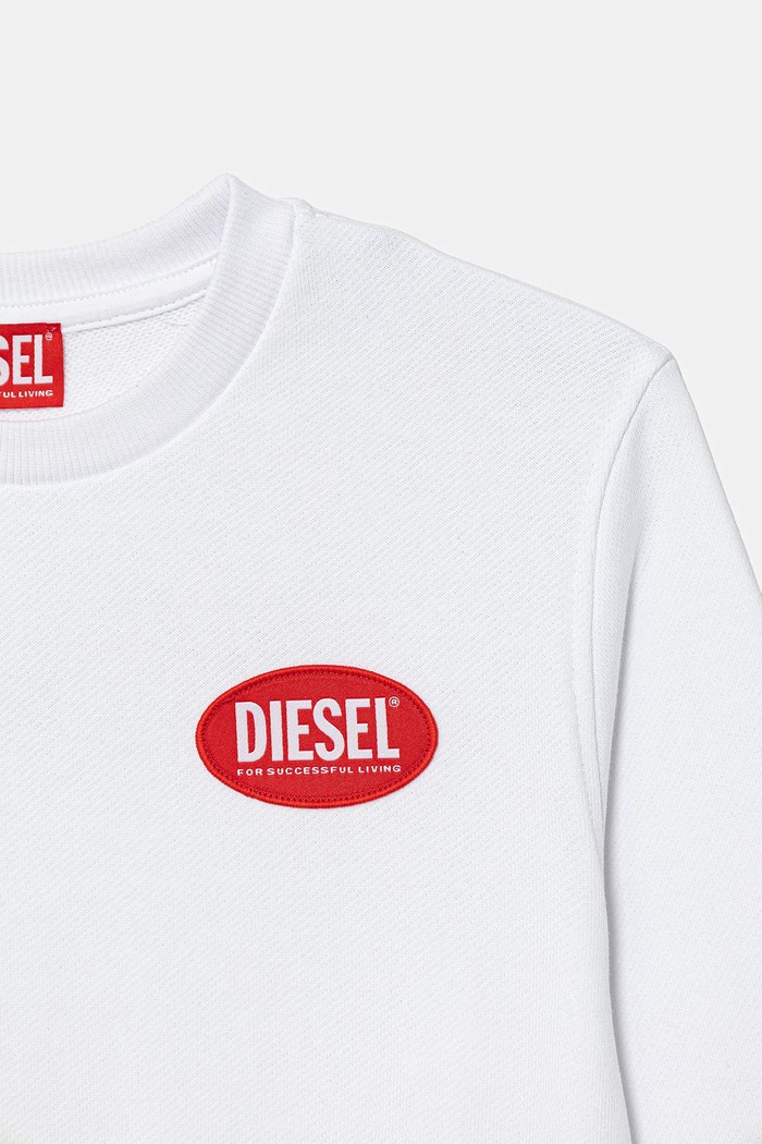 CHLAPEC Dětská bavlněná mikina Diesel SPATCH OVER SWEAT-SHIRT J02482 bílá