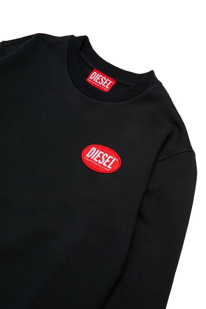 Dečki Otroški bombažen pulover Diesel SPATCH OVER SWEAT-SHIRT J02482 črna