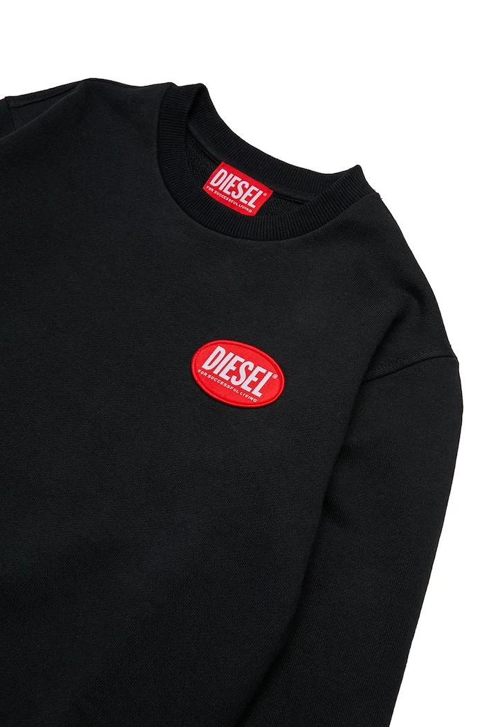 Dečki Otroški bombažen pulover Diesel SPATCH OVER SWEAT-SHIRT J02482 črna