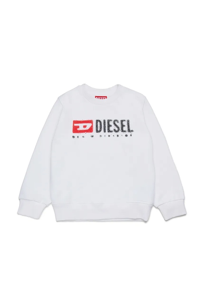 Diesel bluza bawełniana dziecięca SDROPS OVER SWEAT-SHIRT nadruk biały J02483
