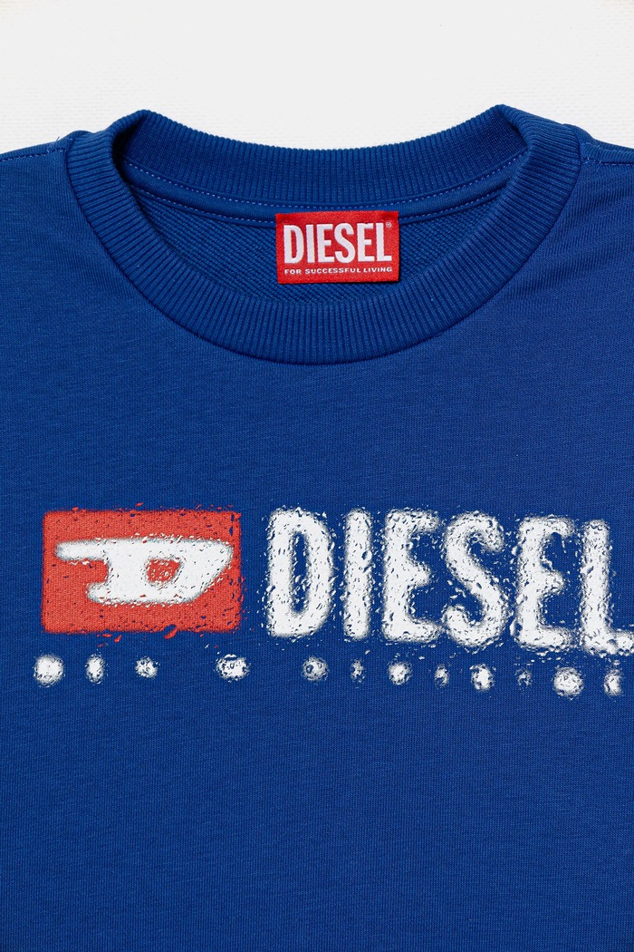 CHLAPEC Dětská bavlněná mikina Diesel SDROPS OVER SWEAT-SHIRT J02483 modrá