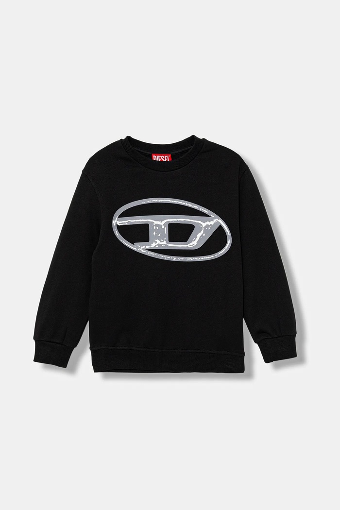 Dječja pamučna dukserica Diesel SBONNIE OVER SWEAT-SHIRT print crna J02488
