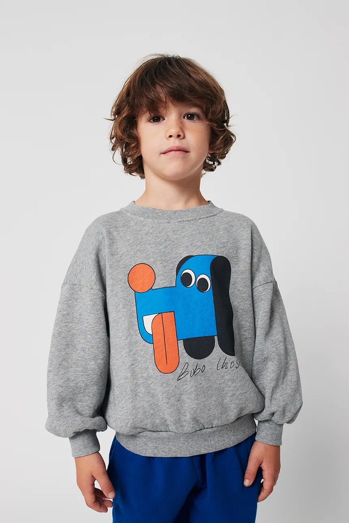 Detská bavlnená mikina Bobo Choses Doggy Mate sivá 225AC031
