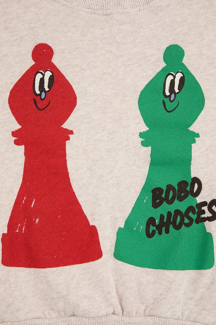 CHLAPEC Dětská bavlněná mikina Bobo Choses Checkmate 225AC032 béžová