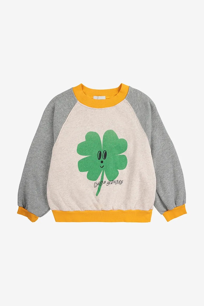 Detská bavlnená mikina Bobo Choses Lucky Clover 225AC041 sivá AW25