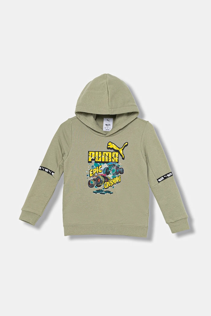 Detská mikina Puma PUMA X HOT WHEELS Graphic Hoodie TR s kapucňou zelená 632396
