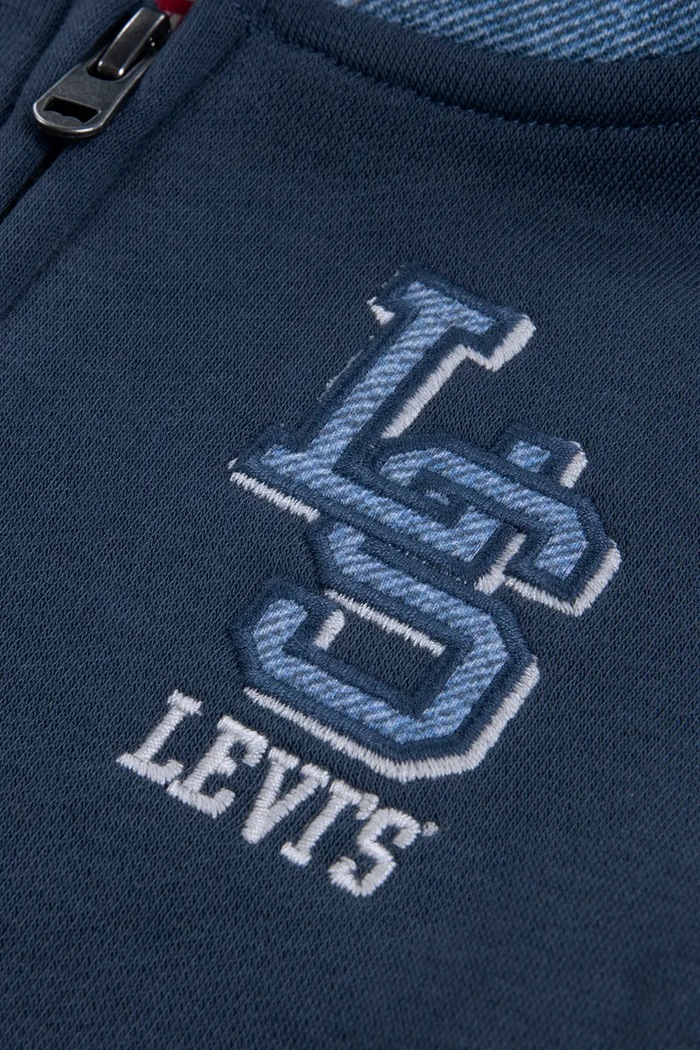 Момче Бебешки памучен суичър Levi's KNIT DENIM ZIP UP 6EN725 тъмносин