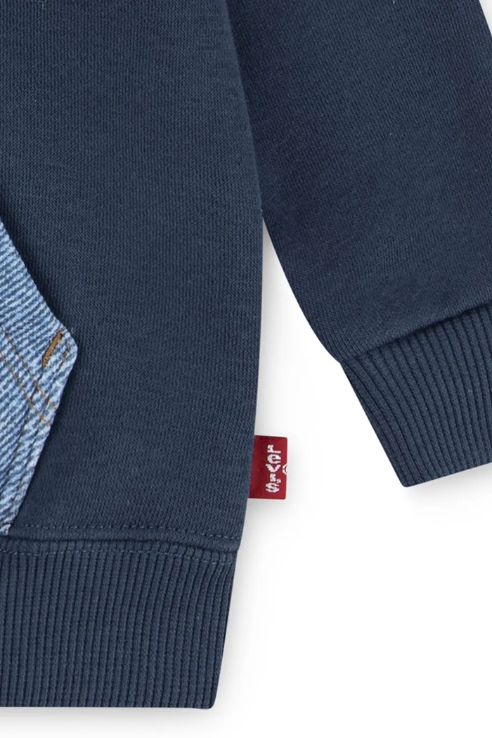 Бебешки памучен суичър Levi's KNIT DENIM ZIP UP тъмносин 6EN725
