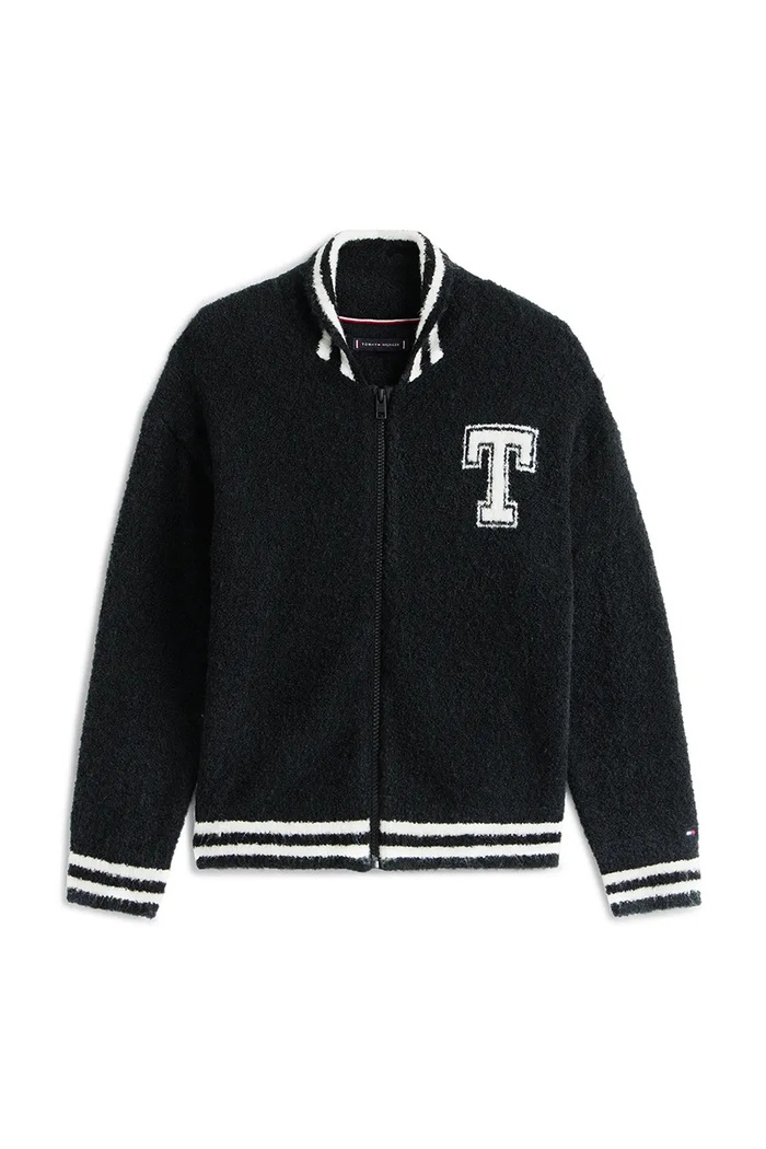 Tommy Hilfiger felpa da bambino in misto lana KB0KB09975.9BYA nero AW25