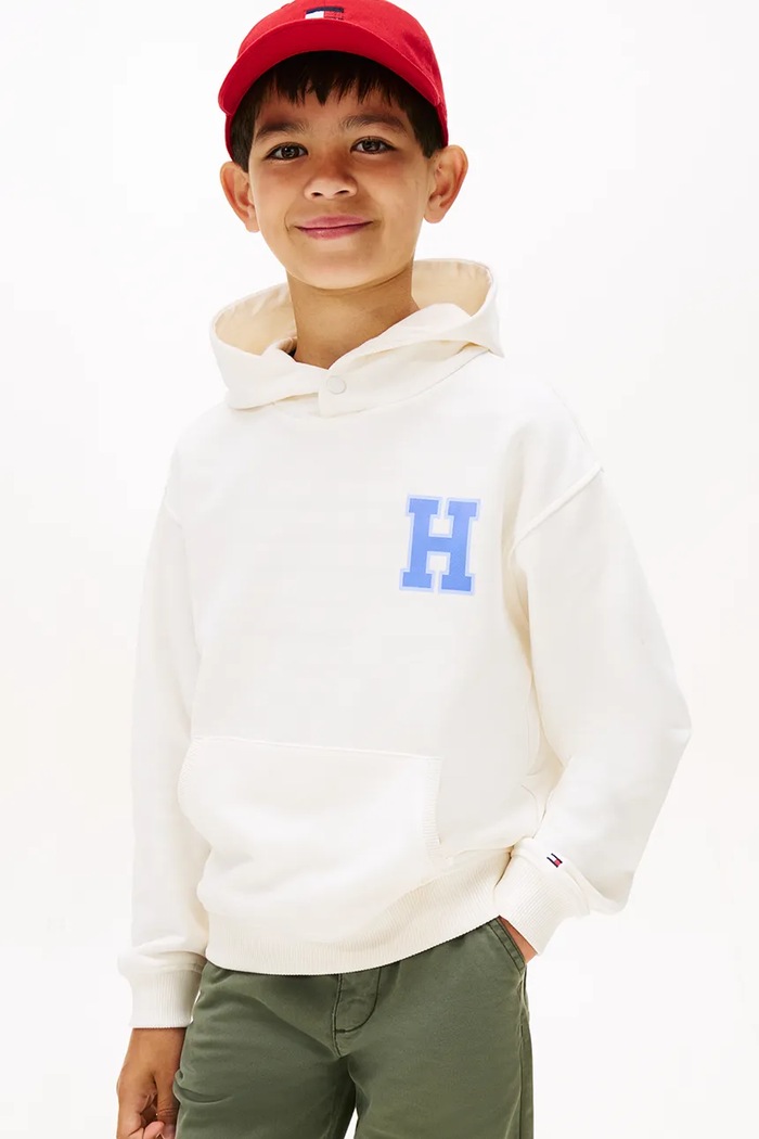 Băieți Tommy Hilfiger hanorac de bumbac pentru copii KB0KB10177.128.176.9BYA alb