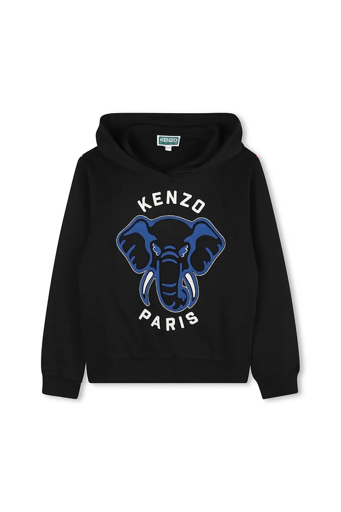 Παιδική βαμβακερή μπλούζα Kenzo Kids K61437.102.108 μαύρο AW25