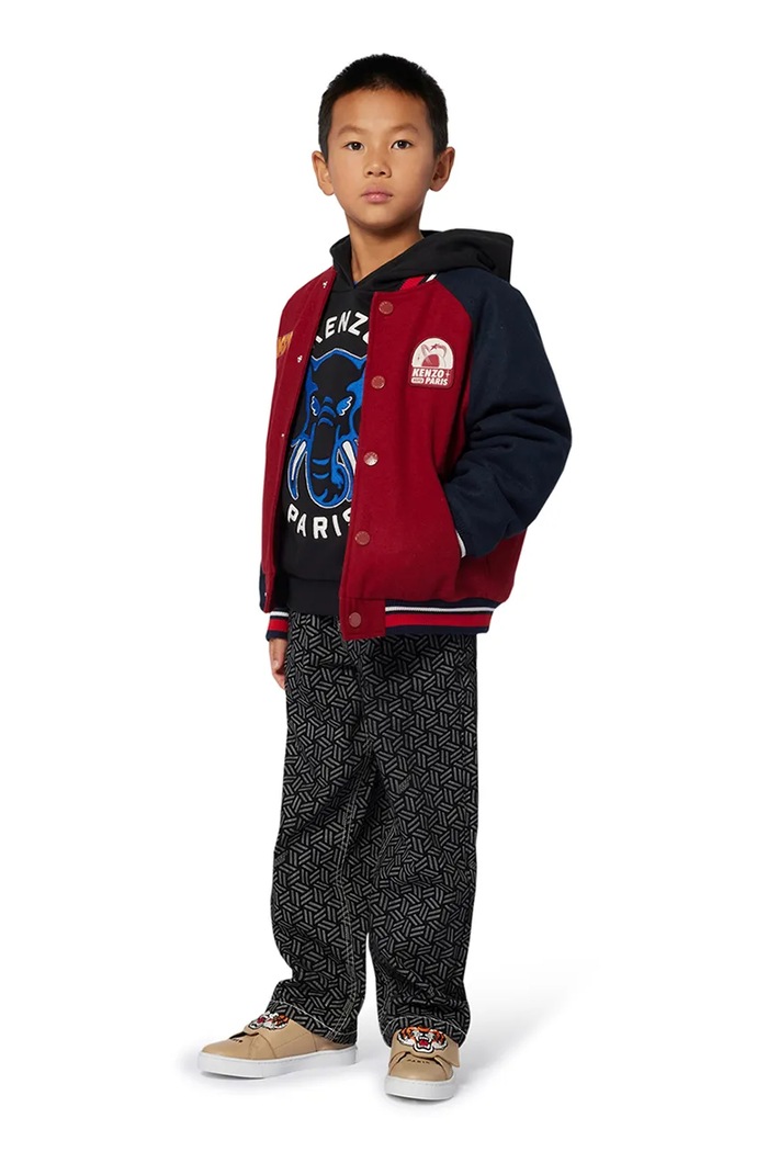 Παιδική βαμβακερή μπλούζα Kenzo Kids K61437.114.150 μαύρο