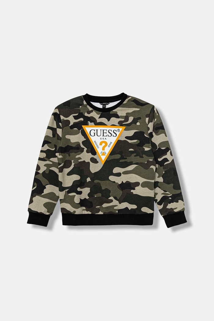 Guess bluza bawełniana dziecięca wzorzyste zielony L5BQ05.KAD74.9BYA