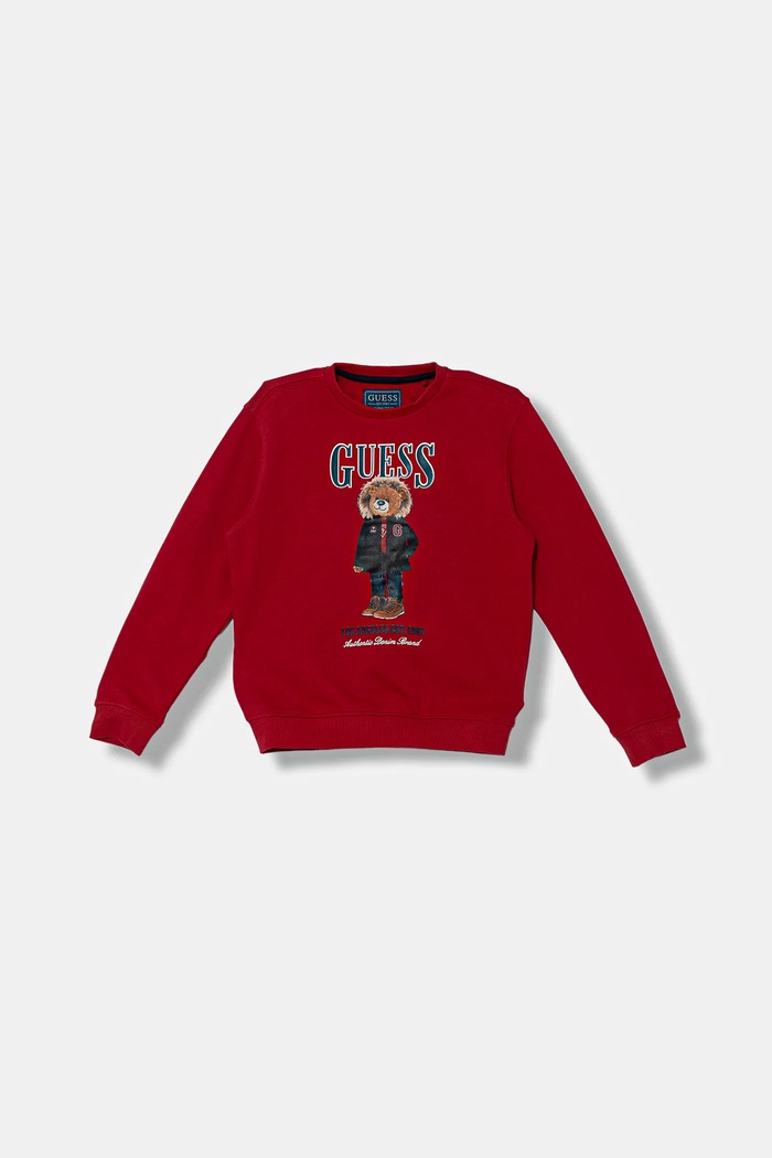 Guess bluza bawełniana dziecięca nadruk czerwony L5BQ07.KAD74.9BYA