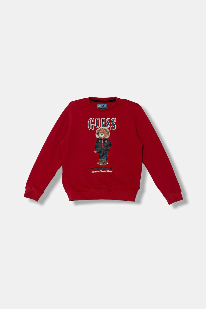 Guess bluza bawełniana dziecięca nadruk czerwony L5BQ07.KAD74.9BYA