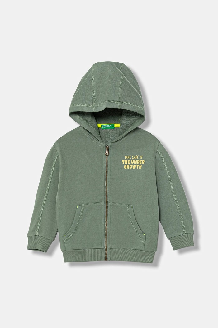 United Colors of Benetton bluza bawełniana dziecięca nadruk zielony 33NVG5041.P.seasonal
