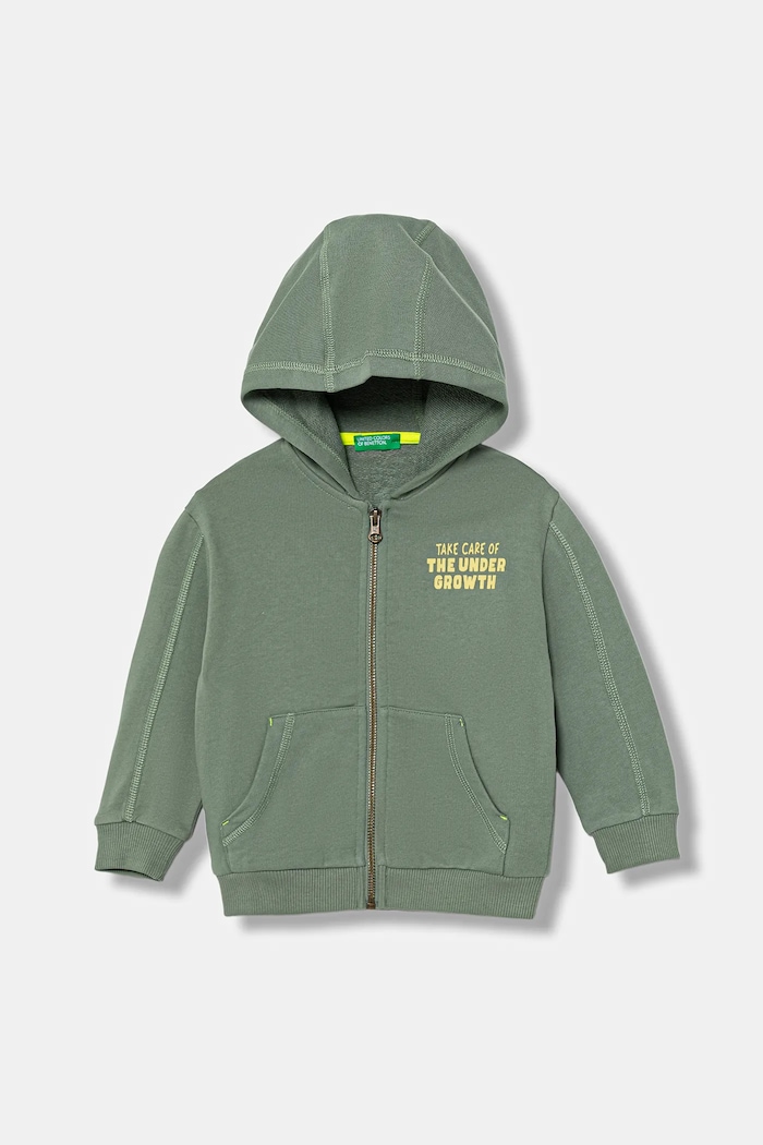 United Colors of Benetton bluza bawełniana dziecięca nadruk zielony 33NVG5041.P.seasonal