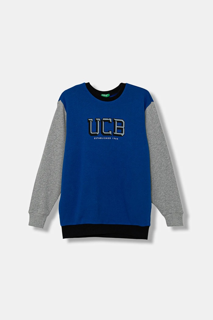 United Colors of Benetton bluza bawełniana dziecięca nadruk niebieski 3J68C10PZ.G.seasonal