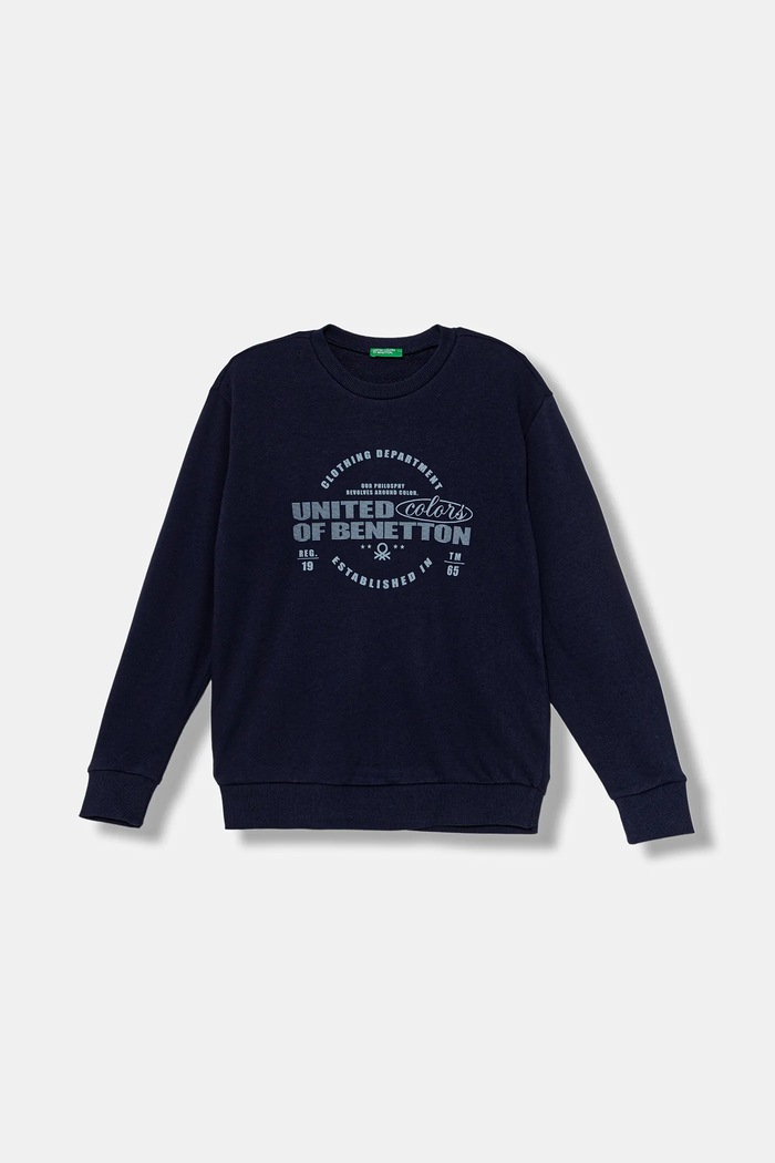 United Colors of Benetton bluza bawełniana dziecięca nadruk granatowy 3J68C10PZ.G.seasonal
