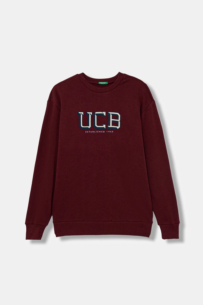 United Colors of Benetton hanorac de bumbac pentru copii print burgundia 3J68C10PZ.G.seasonal