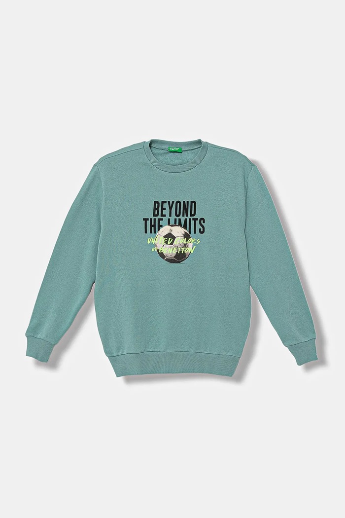 United Colors of Benetton hanorac de bumbac pentru copii uni turcoaz 3J68C10QK.G.seasonal