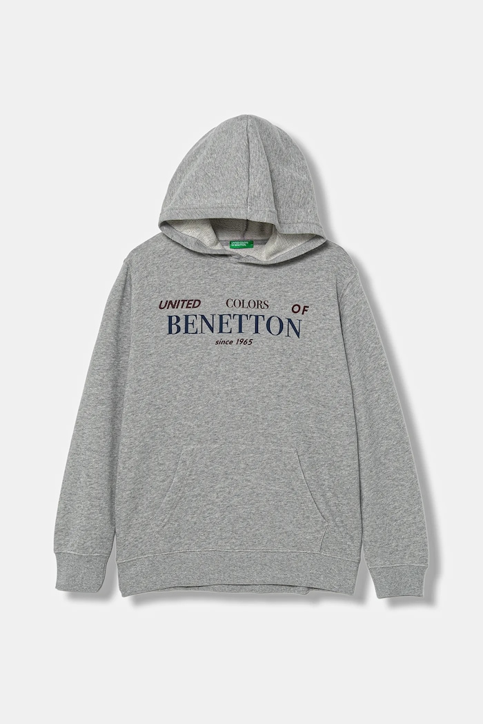 United Colors of Benetton bluza bawełniana dziecięca nadruk szary 3J68C204V.G.seasonal