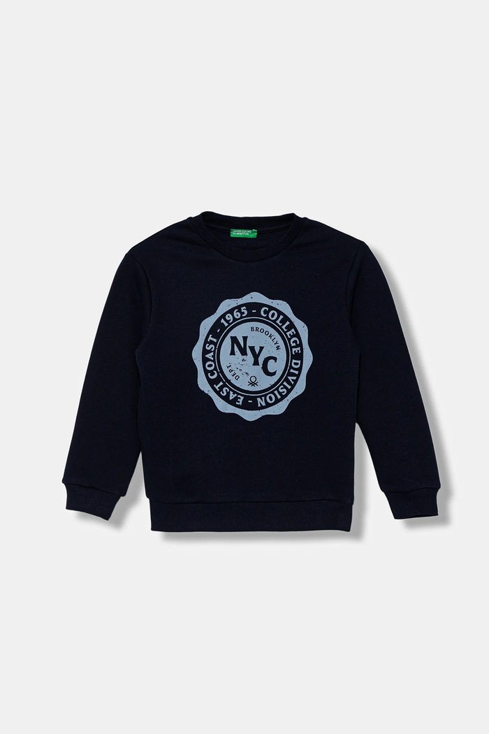 United Colors of Benetton bluza bawełniana dziecięca nadruk granatowy 3J68G10KN.P.seasonal