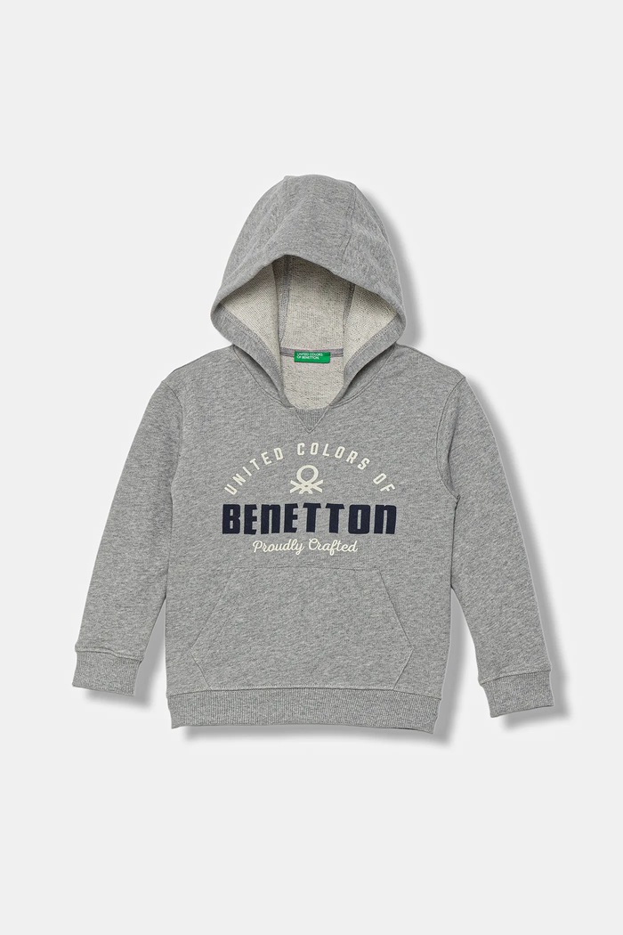 Dětská bavlněná mikina United Colors of Benetton potisk šedá 3J68G2014.P.seasonal